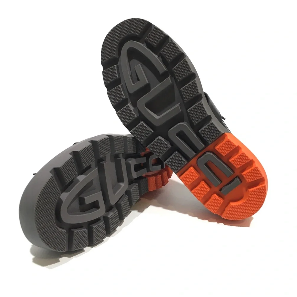 GUCCI LACE-UP BUCKLE LEATHER LOAFERS -BLACK / ORANGE -MEN US 10.5 -NEW - Picture 9 of 9